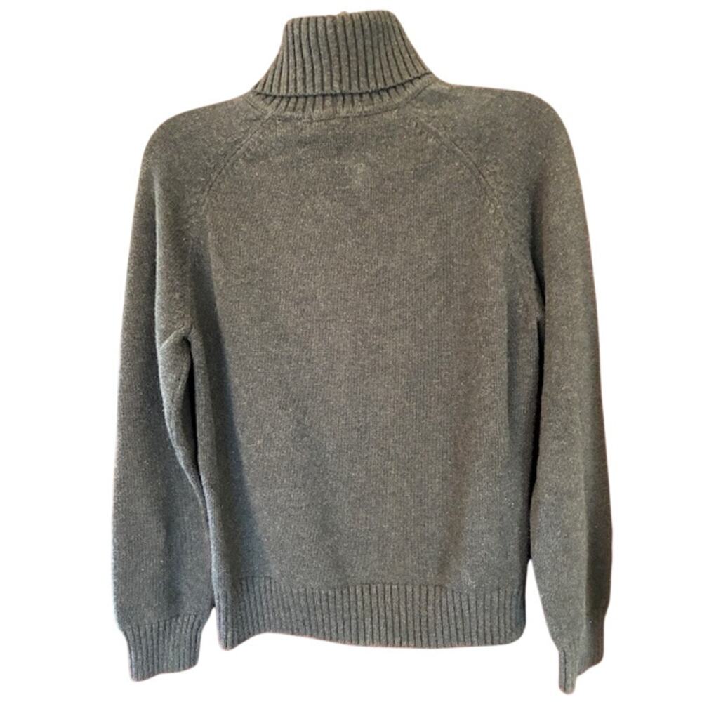 Jeanne Pierre Dark Gray Turtleneck Sweater Cotton Cable Knit Fisherman Large - Picture 2 of 5